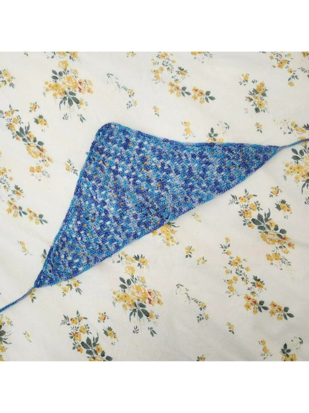 Handmade crochet metallic blue bandana Best fit...